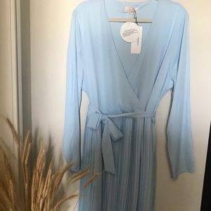 Powder Blue pleated midi dress